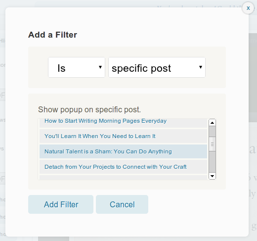 Select Is/Isn't, the Filter Type and Match Value, then Add the Filter